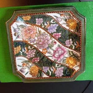 Clipped Edge Floral Design Ceramic  Tray Cottagecore Kitsch